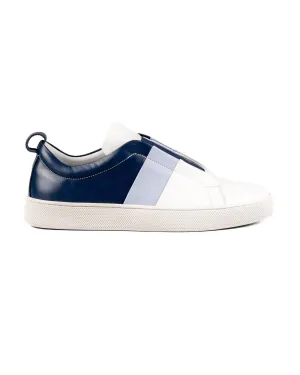 T-Varadero Navy-White-Blue Genuine Leather White Sole Men's Sports Sneaker