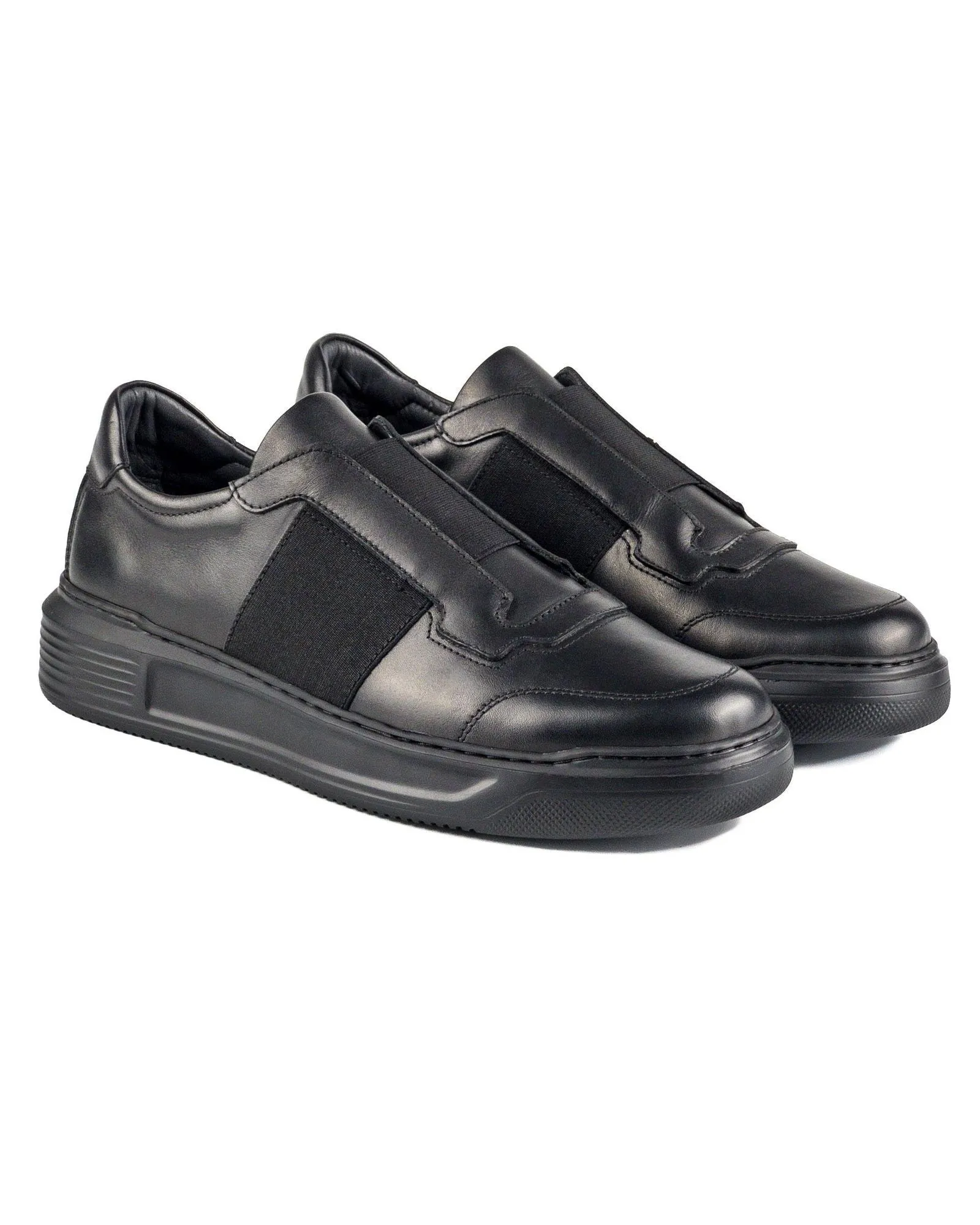 T-Versys Black Genuine Leather Men's Sport (Sneaker) Shoes with Black Sole