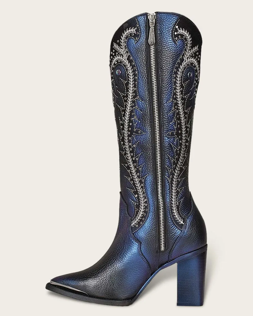 Tall western style blued boot