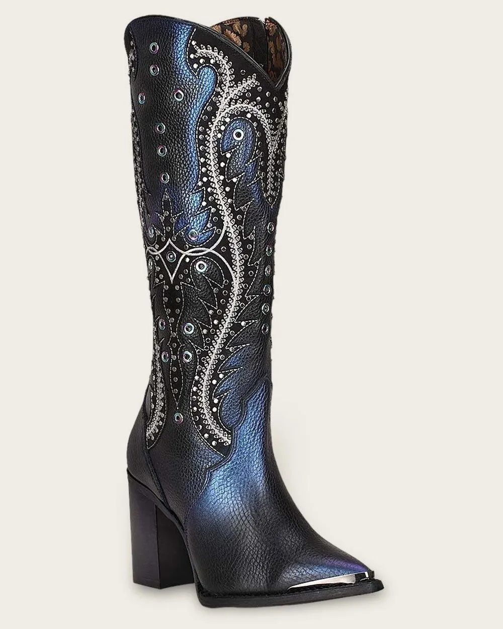 Tall western style blued boot