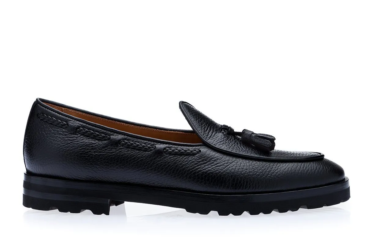 TANGERINE 8-T DEER BLACK BELGIAN LOAFERS