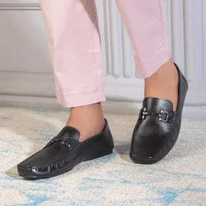 The Milane Black Men's Leather Loafers Tresmode