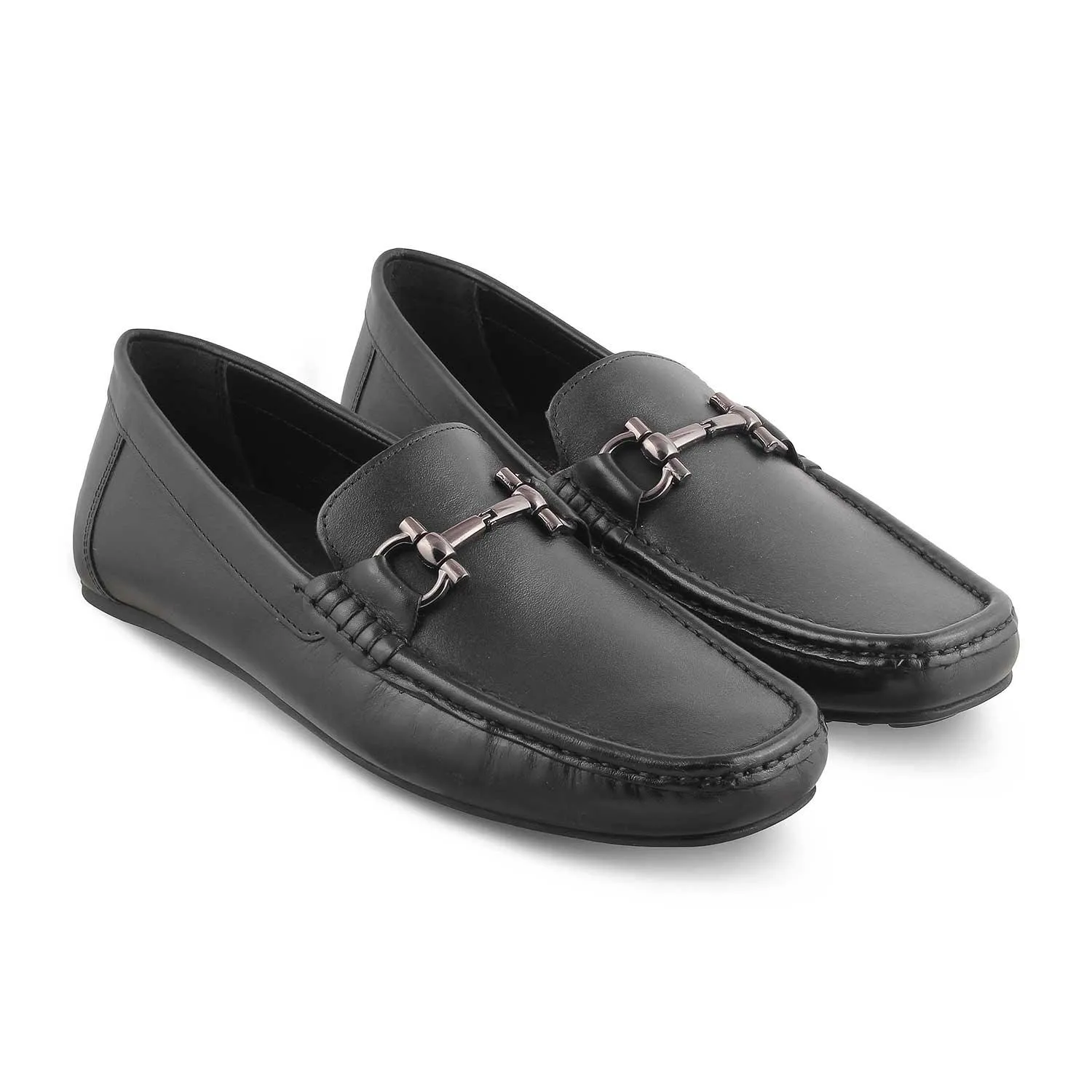 The Milane Black Men's Leather Loafers Tresmode