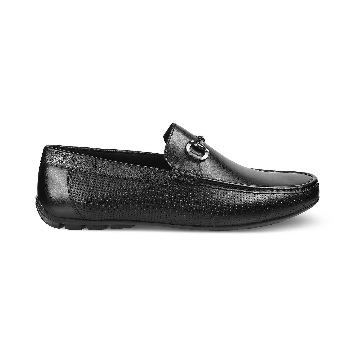 The Otterdam Black Men's Leather Driving Loafers