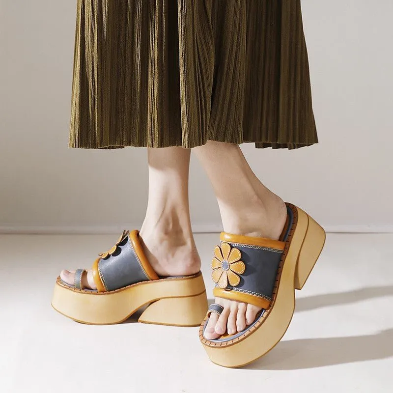 Vintage-inspired Leather Wedges Sandals For Her