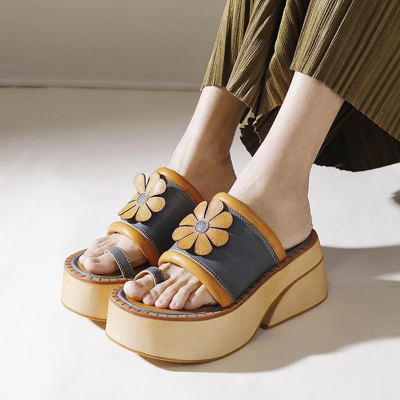 Vintage-inspired Leather Wedges Sandals For Her