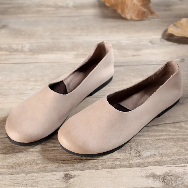 Womens Handmade Soft Shoes Flat Shoes Retro Leather Shoes