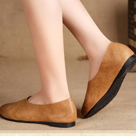 Womens Handmade Soft Shoes Flat Shoes Retro Leather Shoes