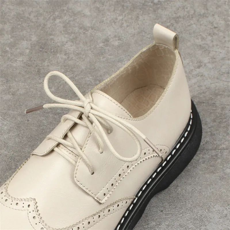 Womens Wide Toe Box Brogue Style Oxford Shoes