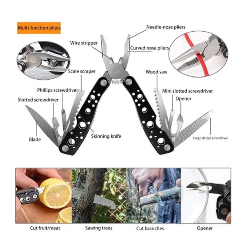 Xtreme Xccessories Supplier Multi Function Survival Tool Kit Stainless Steel Multitool Folding Plier For Camping